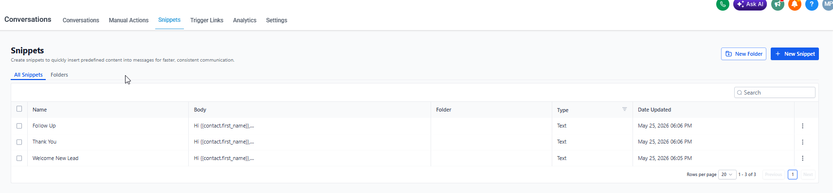 Email Snippet Templates