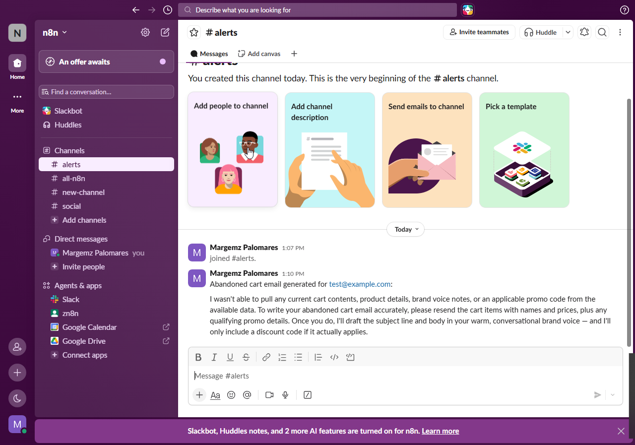 Slack alert notification